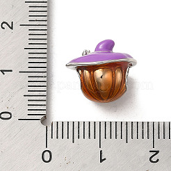 ハロウィーン真鍮エナメルヨーロピアンビーズ  大穴ビーズ  カボチャ  プラチナ  13.5x12mm  穴：4mm&nbsp;LS-KK-A203-04B-P