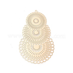ラック メッキ ブラス フィリグリー ビッグ ペンダント  長持ちメッキ  花と涙  ライトゴールド  56.5x35.5x0.3mm  穴：1mm&nbsp;X-KKC-K001-07KCG
