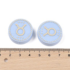 食品グレードのシリコーン焦点ビーズ  十二星座のラウンド  牡牛座  25x9.5mm  穴：2.5mm&nbsp;SIL-Z021-02J