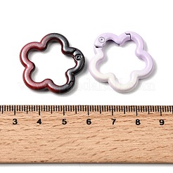 スプレーペイント合金スプリングゲートリング  花  ミックスカラー  27x28x4.5mm&nbsp;FIND-C086-04
