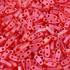 MIYUKIクォーターティラビーズ  日本製シードビーズ  2穴  （qtl140fr）マット透明赤オレンジab  5x1.20x1.90mm  穴：0.70mm&nbsp;X-SEED-J020-QTL0140FR