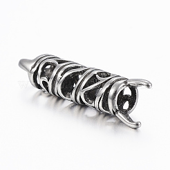 316サージカルステンレススチールペンダントベイル  コラム  アンティークシルバー  25x7x6mm  穴：3.5x3mm&nbsp;STAS-K153-39AS