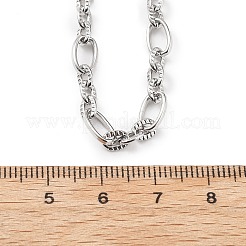 5.5mm 304ステンレススチールのテクスチャードオーバルリンクチェーンネックレス  変色しない  ステンレス鋼色  16.93インチ（43cm）&nbsp;NJEW-T016-12P