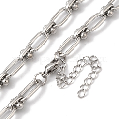 Non-Tarnish 304 Stainless Steel Oval Links Necklace for Women&nbsp;NJEW-B107-07P-03