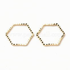 真鍮製フレームコネクター  長持ちメッキ  カドミウムフリー＆鉛フリー  六角  24KGP本金メッキ  12x13.5x1mm  内径：10.5x12mm&nbsp;X-KK-F831-013C-G-RS