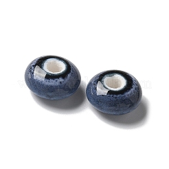 手作りの陶器ビーズ  ロンデル  ミッドナイトブルー  12x7mm  穴：3.3mm&nbsp;PORC-L080-B07