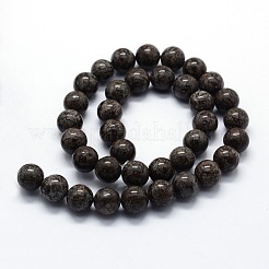 天然石スノーフレークオブシディアンビーズ連売り  ラウンド  8mm  穴：1mm  約46個/連  14.76インチ（37.5cm）&nbsp;X-G-I199-01-8mm