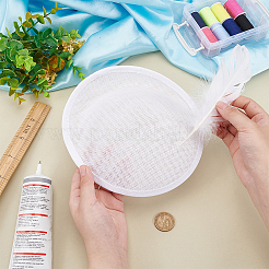 リネン生地のミニハットファシネーターベース  DIY 工芸品のヘアアクセサリーの装飾  ホワイト  290~295x290~295x2mm&nbsp;AJEW-WH0472-53A