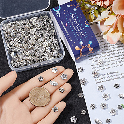 210個 7スタイル チベットスタイル 合金フラワービーズ  アンティークシルバー  6.5~10x6~9x3~5mm  穴：0.8~2mm  30個/スタイル&nbsp;FIND-SC0012-98