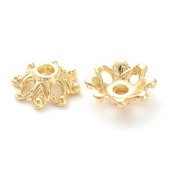 ラックメッキ合金フラワービーズキャップ  鉛フリー＆カドミウムフリー  長持ちメッキ  18KGP本金メッキ  9x3mm  穴：1.5mm&nbsp;KK-J277-08G