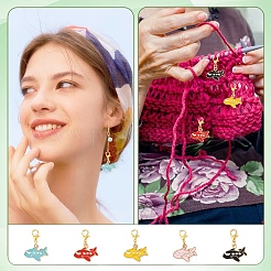 25Pcs 5 Colors Alloy Enamel Airplane Pendant Decorations&nbsp;HJEW-YW00489