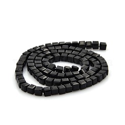 カット加工キューブガラスビーズ連売り  ブラック  4x4x4mm  穴：1mm  約97~100個/連  16インチ&nbsp;GLAA-A031-4mm-02