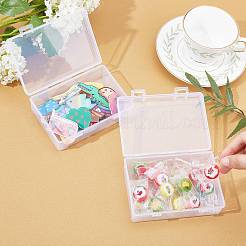 クリアプラスチックビーズ収納ケース  ヒンジ付き蓋付き  ビーズなど  長方形  透明  12.6x9.1x4.15cm&nbsp;CON-WH0072-41A
