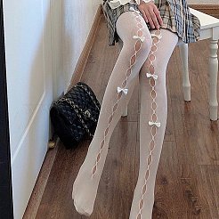Nylon Hollow Bowknot Fishnet Pantyhose&nbsp;AJEW-WH20060-44