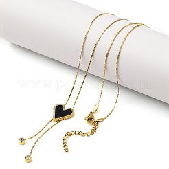 PVD Vacuum Plating 304 Stainless Steel Enamel Heart Pendant Necklaces&nbsp;NJEW-C063-03G