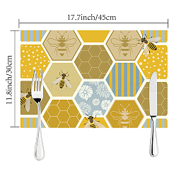 Rectangle with Bees Pattern Cotton Linen Cloth Table Mat&nbsp;AJEW-WH0196-010