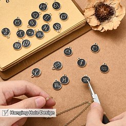 合金エナメルチャーム  ライトゴールド  星座とフラットラウンド  12星座  15x12x1.5mm  穴：1.5mm  約12個/セット&nbsp;ENAM-YW0001-100A