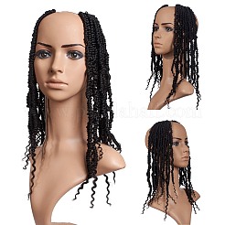 爆弾ツイストかぎ針編みの髪  スプリングツイストヘアプレループ編み編みブレード  低温耐熱繊維  合成ツイストヘアドレッドヘア  長い＆縮毛  ブラック  14インチ（35.5cm）  24連売り/ pc&nbsp;OHAR-G005-03A