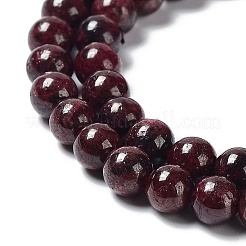天然石ガーネットビーズ連売り  グレードB  ラウンド  暗赤色  6mm  穴：0.8mm  約66~68個/連  14.96''（38センチメートル）&nbsp;G-A038-B-01