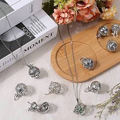 10Pcs 5 Styles Tibetan Style Brass Cage Pendants&nbsp;KK-SC0004-31