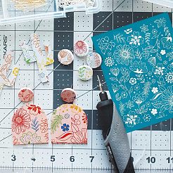 シルクスクリーン印刷ステンシル  木に塗るため  DIYデコレーションTシャツ生地  植物模様  100x127mm&nbsp;DIY-WH0341-061