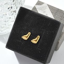 女性用304ステンレススチールスタッドピアス  ゴールドカラー  足  10x6mm&nbsp;STAS-Z117-16G-03