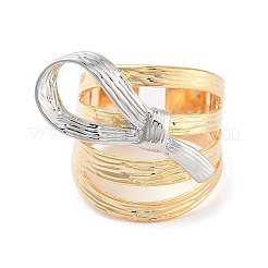 Brass Bowknot Wide Open Cuff Ring for Women&nbsp;RJEW-C102-22GP