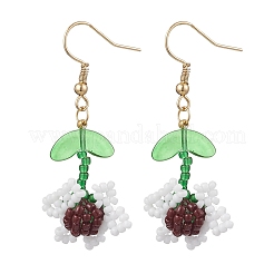 3 Pairs 3 Colors Sunflower Glass Seed Bead with 304 Stainless Steel Dangle Earrings&nbsp;EJEW-MZ00532
