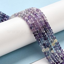 天然石蛍石ビーズ連売り  ロンデル  多面カット  グレードAA  4x3mm  穴：0.8mm  約133個/連  15.35''（39センチメートル）&nbsp;G-E608-C10-B
