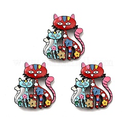 合金エナメルブローチ  カドミウムフリー＆鉛フリー  猫  カラフル  49x43x4mm  ピン：0.7mm&nbsp;JEWB-P013-18EB