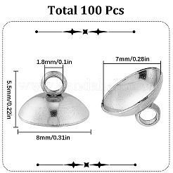 100Pcs 304 Stainless Steel Bead Cap Pendant Bails&nbsp;STAS-SC0005-92
