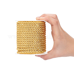 ポリエステル3重コード  スプールで  ツイストロープ  DIYコードジュエリーのパーツ  ゴールド  5mm  スプール：82x83mm  約18m /ロール&nbsp;OCOR-WH0033-17G