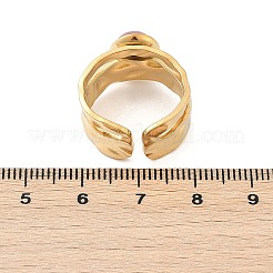 304ステンレススチールオープンカフリング  女性用楕円形天然宝石リング  18KGP本金メッキ  イオンプレーティング（ip）  9.5mm  調整可能&nbsp;RJEW-Z078-11G