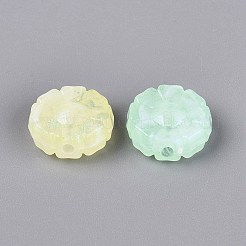 光沢のあるツートンカラーの透明アクリルビーズ  花  暗闇で光る  グリッターパウダー付き  ミックスカラー  16x7mm  穴：2mm  約490個/500g&nbsp;OACR-Q199-46