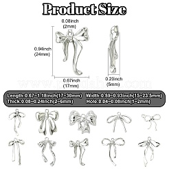 40本10スタイルアロイペンダント  カドミウムフリー＆ニッケルフリー＆鉛フリー  蝶結び  プラチナ  17~30x15~23.5x2~6mm  穴：1~2mm  4個/スタイル&nbsp;FIND-CJ0004-83