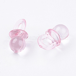 ピンク色透明なアクリルの赤ちゃんのおしゃぶりのペンダント  20x10x10mm  穴：5mm&nbsp;X-TACR-R16-4