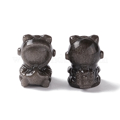 天然銀黒曜石ビーズ  宇宙人  16.5x12x13.5~14mm  穴：1.5mm&nbsp;G-G859-04