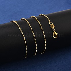 真鍮のボールチェーンネックレス  長持ちメッキ  ゴールドカラー  17.80インチ（45.2cm）&nbsp;KK-P304-03G