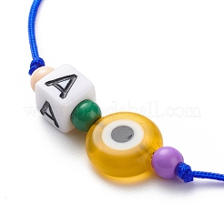 26Pcs 26 Style Initial Letter A~Z Acrylic & Evil Eye Lampwork Braided Bead Bracelets Set&nbsp;BJEW-JB08659