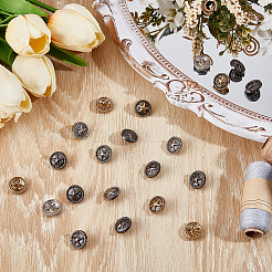 3 Colors 1-Hole Alloy Star with Flat Round Shank Buttons&nbsp;BUTT-GF0004-30B