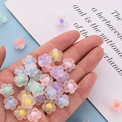 透明なアクリルビーズ  艶消し  二層ビーズ  花  ミックスカラー  12x12.5x6mm  穴：2.5mm&nbsp;X-TACR-S152-06C