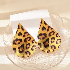 Leopard Print Alloy Dangle Stud Earrings&nbsp;EJEW-K304-01E-G