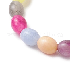 女性用アクリルビーズストレッチブレスレット  ナゲット＆バレル  ホワイト  内径：2-3/8インチ（6.1cm）&nbsp;BJEW-JB12166-02