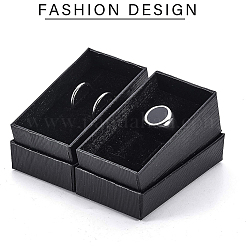 紙のアクセサリー箱  ペンダント/イヤリングボックス  スポンジで  長方形  ブラック  7.25x4.2x3cm&nbsp;LS-CBOX-WH0004-08A