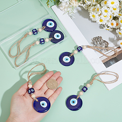 5Pcs Handmade Evil Eye Lampwork & Wood Hanging Ornaments&nbsp;HJEW-ME00121