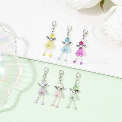 6Pcs Alloy & Glass Angel Pendant Decoratons&nbsp;HJEW-JM04208-02