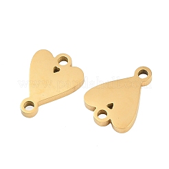 304ステンレススチールコネクタチャーム  ハートリンク  艶出し  ゴールドカラー  11x8x1.5mm  穴：1.2mm&nbsp;SA-CBAB99D-02G