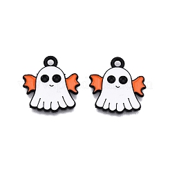 ハロウィーンテーマのスプレー塗装合金エナメルペンダント  カドミウムフリー＆ニッケルフリー＆鉛フリー  ゴースト  20x19x1mm  穴：2mm&nbsp;ENAM-T020-09G