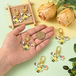 6Pcs Alloy Enamel Bees & Flower & Honey Jar Pendant Decorations&nbsp;HJEW-YW00457