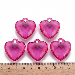透明なアクリルパーツ  多面カット  ハート  カメリア  31.5x29x12.5mm  穴：4mm&nbsp;X-TACR-T024-03B-906